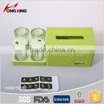 Rectangle plastic napkin box with condiment box 5 pcs/set