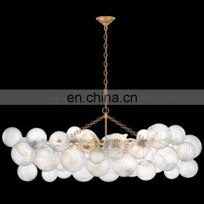 Nordic modern  glass chandelier is used in villa hotel indoor living room bedroom decoration lighting metal brass chandelier