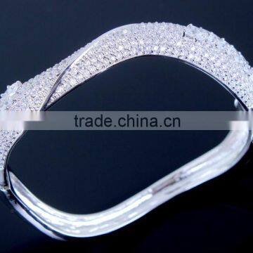 Exclusive Design Trendy Irregular Shape Setting CZ Crystal Bridal Jewelry Bangle photo-5