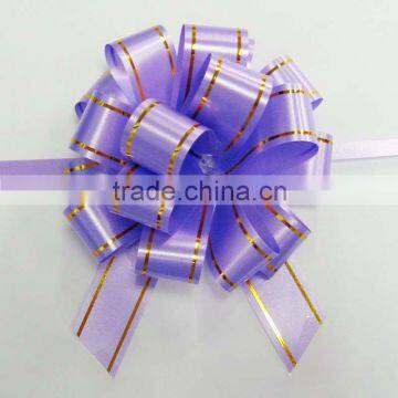 purple PP two gold line ribbon pull bow for gift packing or holiday decoration