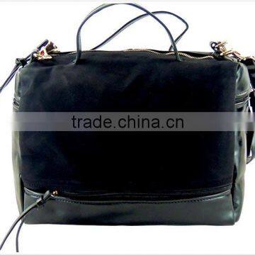 Black Cosmetic Leather Travel Tote Bag With Fur Bag photo-2