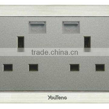 Double British socket with USB socket