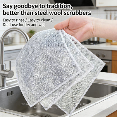 Double Side Silver Silk Double-Sided Cleaning Cloth Kitchen Clean Dish Wash Towel photo-4