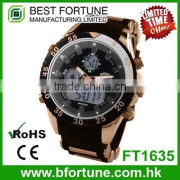 FT1635 Wholesale 30m water resistant lcd digital stainless steel back watch