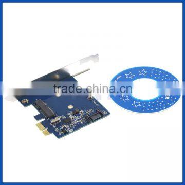 PCI express x1 to combo mSATA SSD + SATA III controller converter card msata mini pci express card