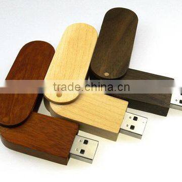 Stylish wooden twist drive eco friendly swivel flash drive with wood finish