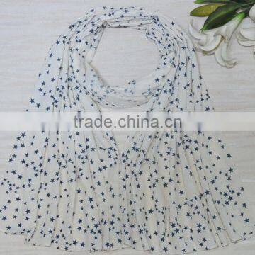 Wholesale Fall Winter Women Fashion Star Printed Cotton Rayon Scarf