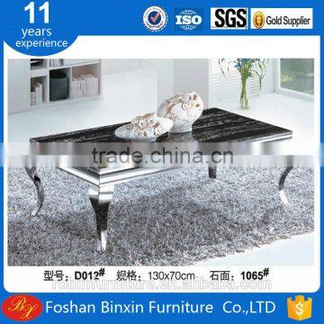 Marble top D012 stainless steel &tempered glass rectangular coffee table living room tea table