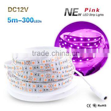 5050 Pink LED Strip Non-waterproof 5M 300Leds Fleible Strip String Light DC 12V Led Ribbon Tape Bombillas Led Lamp Light