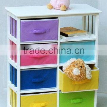 Storage shelf with fabric drawer