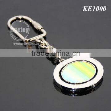 Custom Revolve Oval Shaped Zinc Alloy Promotional Spinning Metal Rotate Keyring