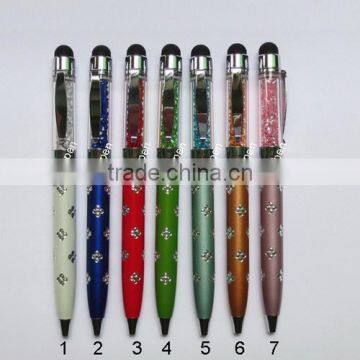 muti color diamond crystal ball pen with touch screen on the top for gift