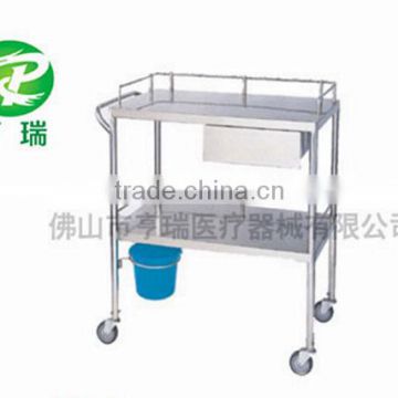 2 layers CE approved medical stainless steel instrument trolley Single drawer