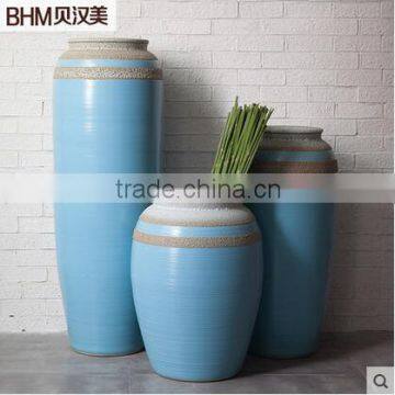 Set of 3 porcelain blue vase trendy for wedding decoration