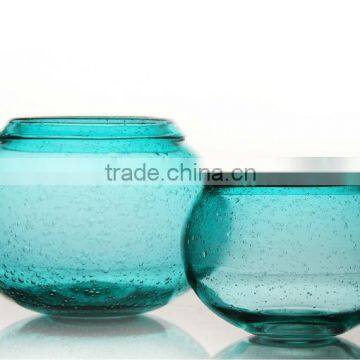 Handblown Light Ice Blue Bubble Vase -Beautiful Decorative Piece