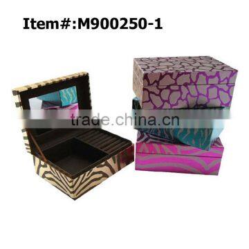 Cheap Custom Standing Leather Velvet Mirror Crystal Jewelry Box