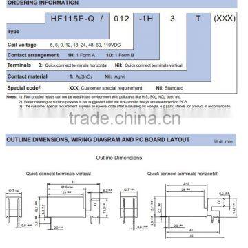 Hongfa Relays HF115F-Q-006-1H Coil Voltage 6VDC a Normally Open 18A Vertical Structure photo-3