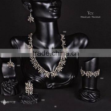 Ring Earring Bracelet Necklace Authentic Turkish Ottoman Design Jewelry Set Made in Turkey