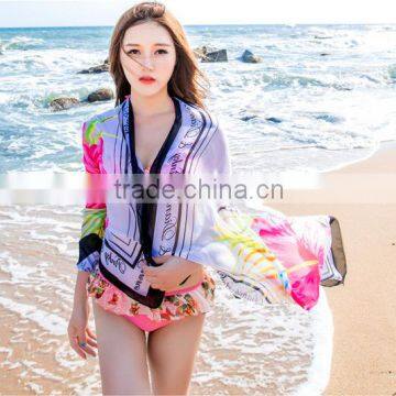 Fashion scarf 2016 peony printed multi wear beach dress
