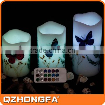 12 Colors remote control Butterfly Loves Flowers paraffin wax led candle                        
                                                Quality Choice