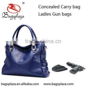 2016 Online shopping bags china supplier blue pu leather safe ladies gun bag