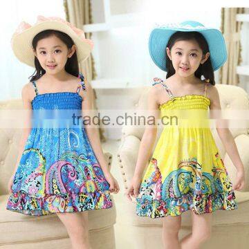 girls party dresses kids hot summer modal beach strap dress /girl beach party dresses