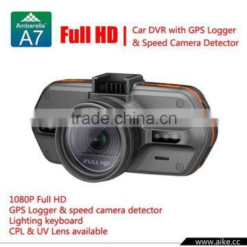 2016 NEW Ambarella A7 Super HD Car DVR with Speed Camera detector & GPS loggr