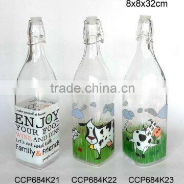 Glass bottle glass milk bottle with decal printing (CCP684K21)