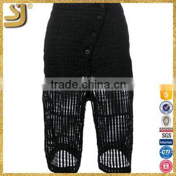 Black casual cropped pants for women, hot selling cropped woman pants