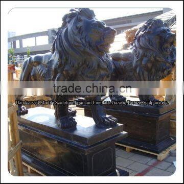 Outdoor Black Marble Lion Statue