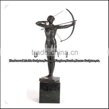 Life Size Black Stone Man With Archery Statue