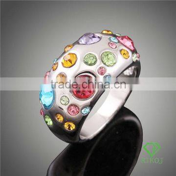 multi-color austrian crystal 18k white gold GP o ring