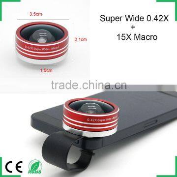 2015 Top seller smart phone photo accessories camera kit U clip 0.42x wide angle lens 15x zoom macro lens for iPhone HTC LG