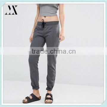 2016 Wholesale Custom Women Sports Pants Soft - touch Knitted Fabric Fitted Cuffs Dark Grey Jogger