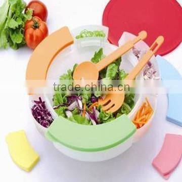 colourful 15 pcs plastic salad bowl with lid and servers