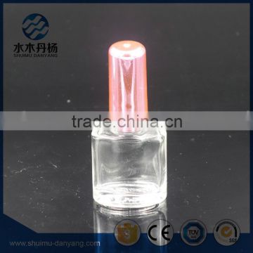 Hot selling 9ml flat glass nail polish bottle with brush cap