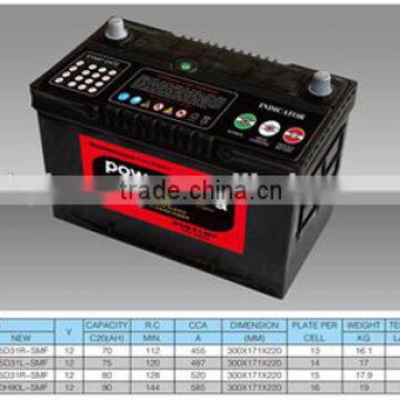 Maintenance Free Car Battery/ N90/N90L 12V 90Ah car battery