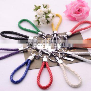 >>>2016 Hot Sale Alloy Metal Car Key Chain Fashion Women Weave Leather Cord Key Chains/