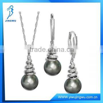 Fashion Pearl and Diamond 925 Sterling Silver Jewelry Set