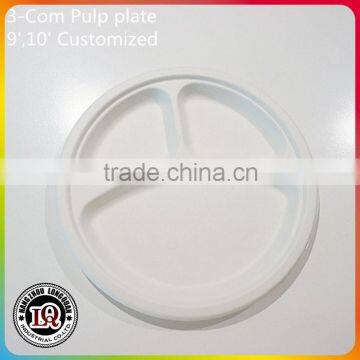 Biodegradable 9" 10" 3 Compartments Round Plate