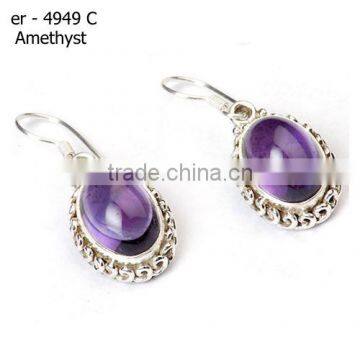 Natural purple stone earrings 925 sterling silver jewelry wholesale Indian gemstone earrings