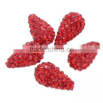 New Drop Shape Red Color Shamballa Beads Accessory For Jewelry Pendant