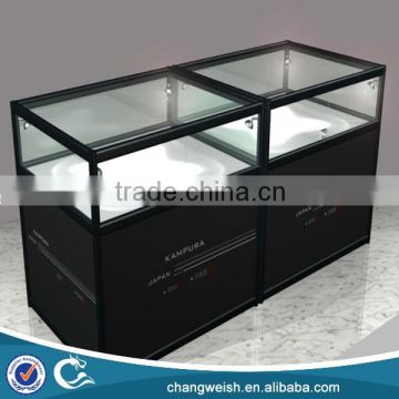 wood jewelry display stand with glass counter