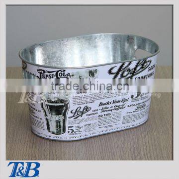 Large Metal With Inner Handles Tin Ice Bucket photo-2