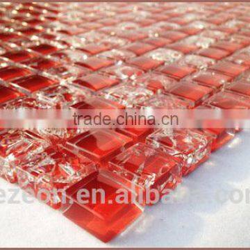 new Interior decoration red crackle mosaic glass tiles