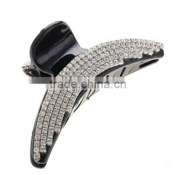 Black Shine High Quality Plastic Claw Hair Clip Clasps Hairdressers MINI Moon Shape Crystal Hair Clamps Barrettes For Women