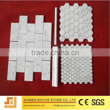 White carrara flower pattern marble mosaic tile