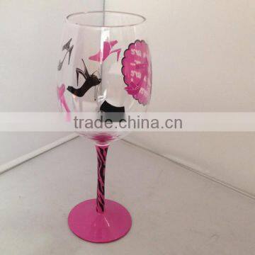 delicate wine glass with lovely high-heeled shoes decal for girl's party