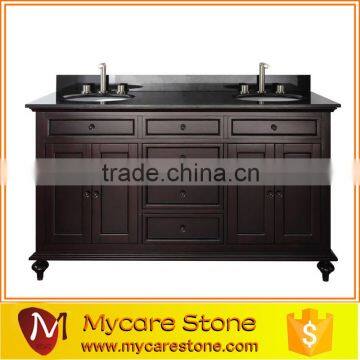 China black granite prefab double sink vanity top