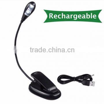 Rechargeable Extra-Bright 4 LED Book Light Easy Clip On Reading Light 2 Brightness Settings usb